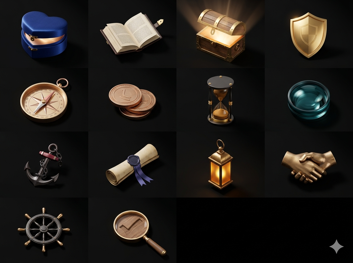 All 14 Bridge icons displayed on dark background — covering entity scope, goals, actor teams, and interface components