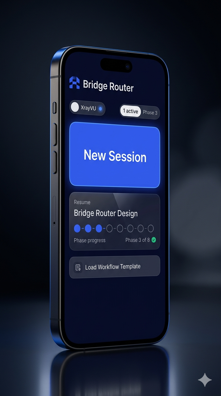 Mobile portrait showing Bridge quick launch interface